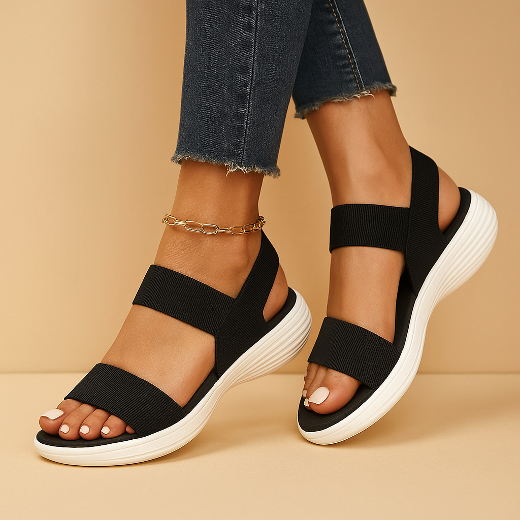 Platte dames sandalen met ademende materialen en dempende zool, perfect voor zomerse dagen en dagelijks comfort.