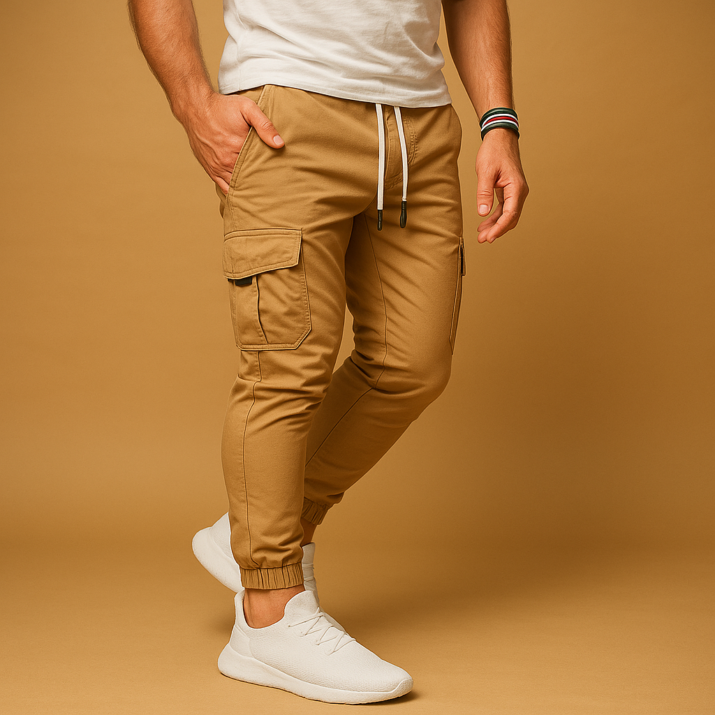 Cargo broek met meerdere zakken voor heren in groen, beige, zwart of grijs, geschikt voor avontuur en dagelijks gebruik