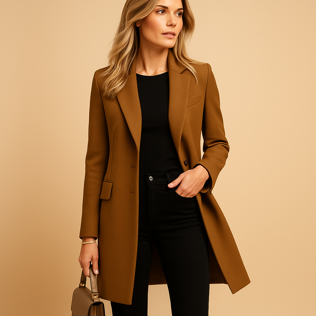 Double-breasted trenchcoat voor dames met getailleerde pasvorm en klassieke details. Elegant, veelzijdig en ideaal voor werk of dagelijks gebruik.