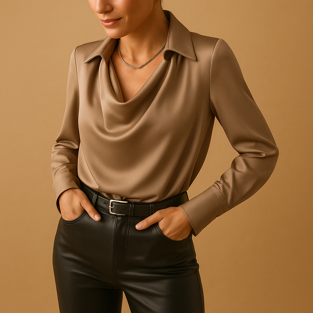 Damesblouse met lange mouwen en getailleerde pasvorm, gemaakt van lichtgewicht materiaal voor een elegante en comfortabele look