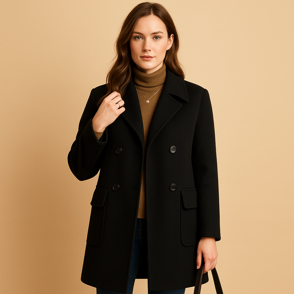Elegante lange mantel voor dames van zachte premium stof met vrouwelijke pasvorm, geschikt voor lente, herfst en winter, verkrijgbaar in klassieke tinten.