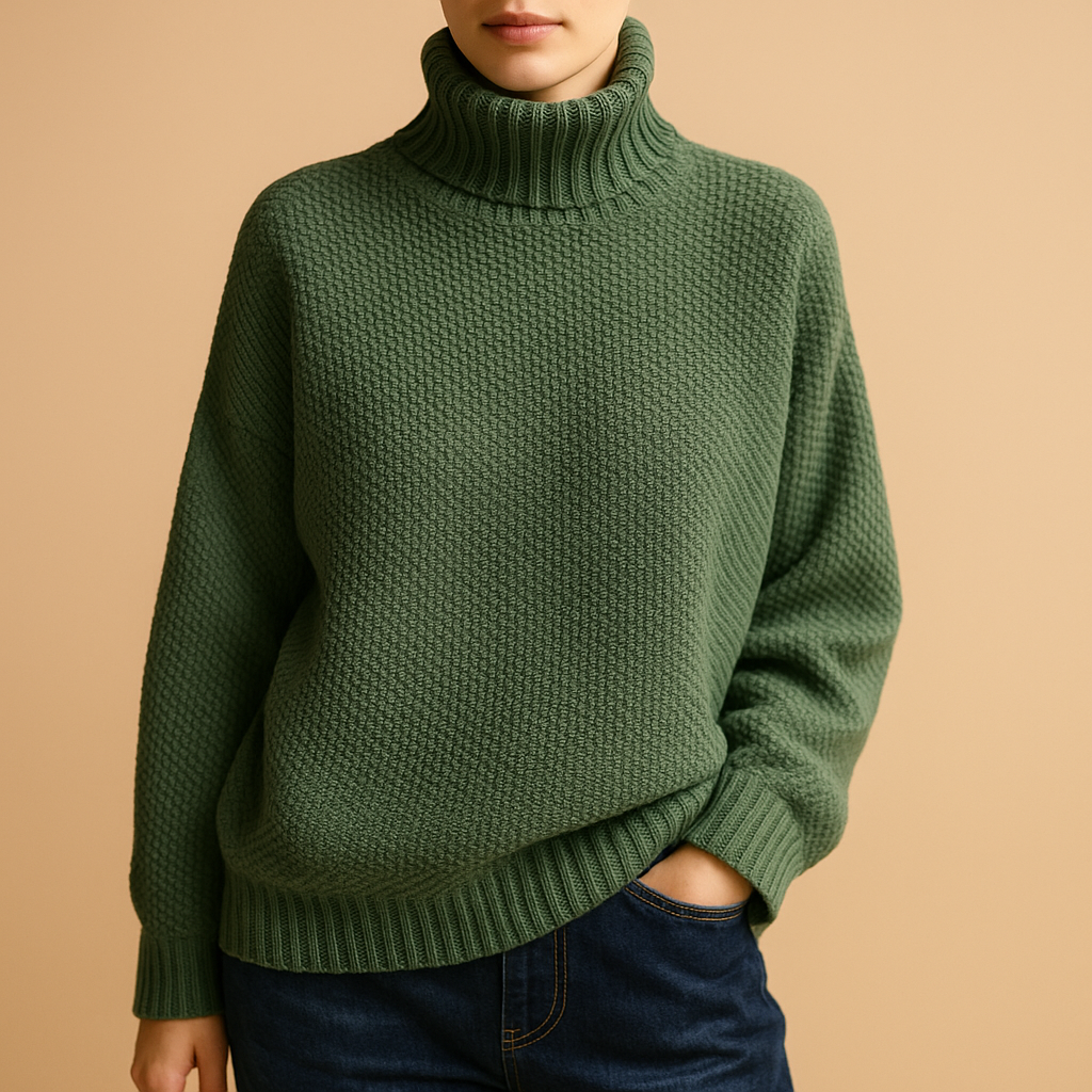 Elegante dames coltrui met zachte col en klassiek gebreid design, ideaal voor casual en formele outfits