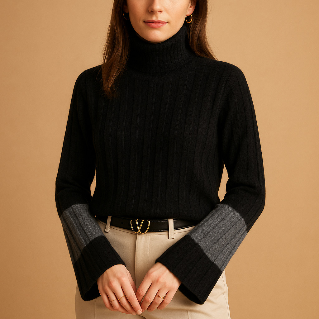 Gebreide damestrui met hoge col en lange mouwen, ademend en zacht voor werk, casual en laagjeslooks van herfst tot lente.