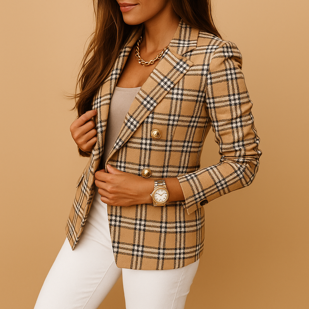Dames blazer met getailleerde pasvorm, elegante afwerking en praktische zakken voor een stijlvolle professionele look.