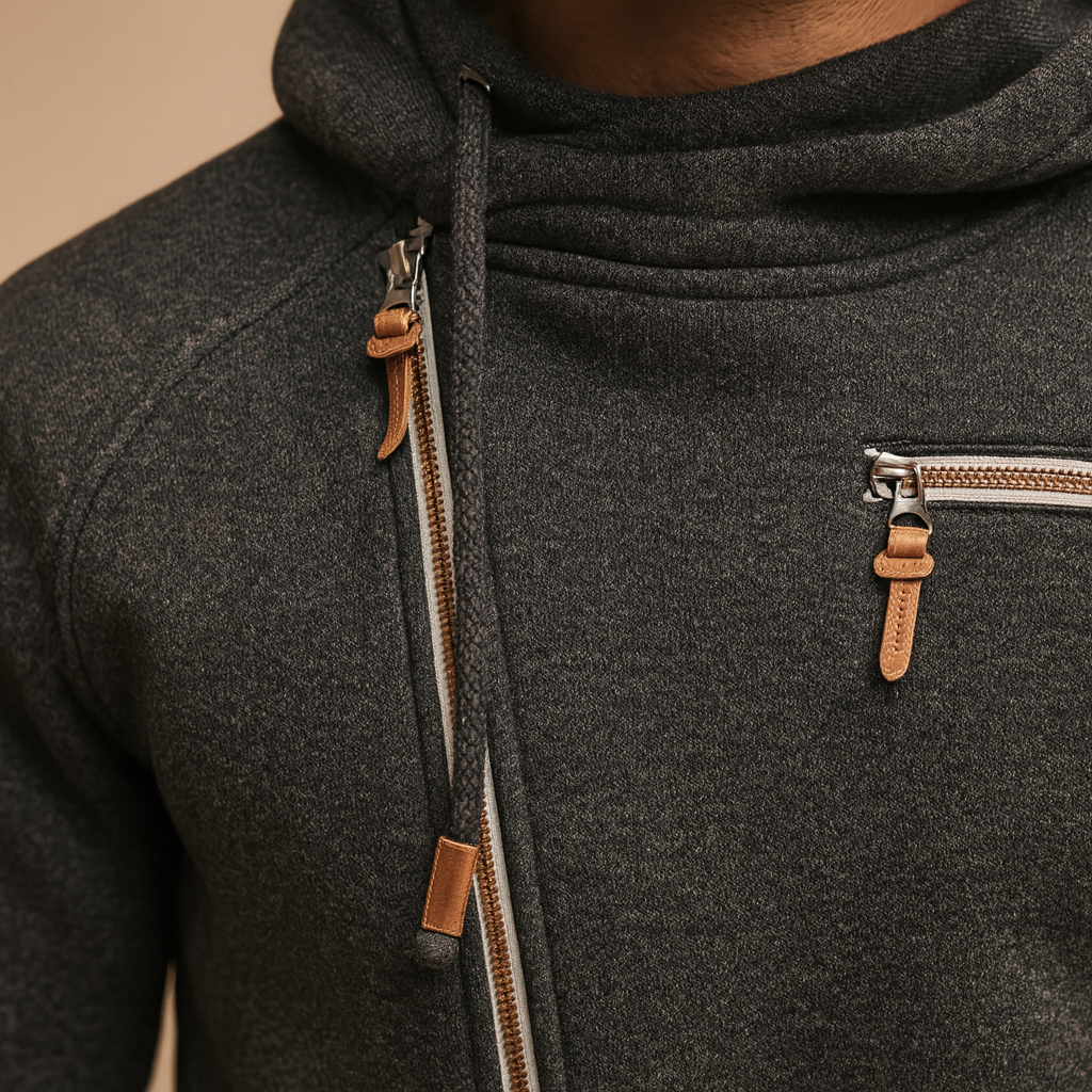 Heren vest met capuchon en praktische zakken, ideaal voor casual en semi-formele looks tijdens de herfst en winter.