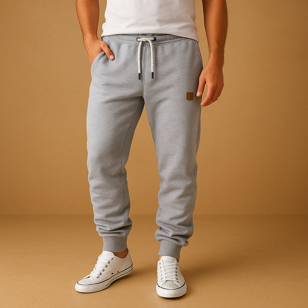 Comfortabele joggingbroek voor heren van katoenmix met verstelbare tailleband en zijzakken, perfect voor sport of ontspanning.