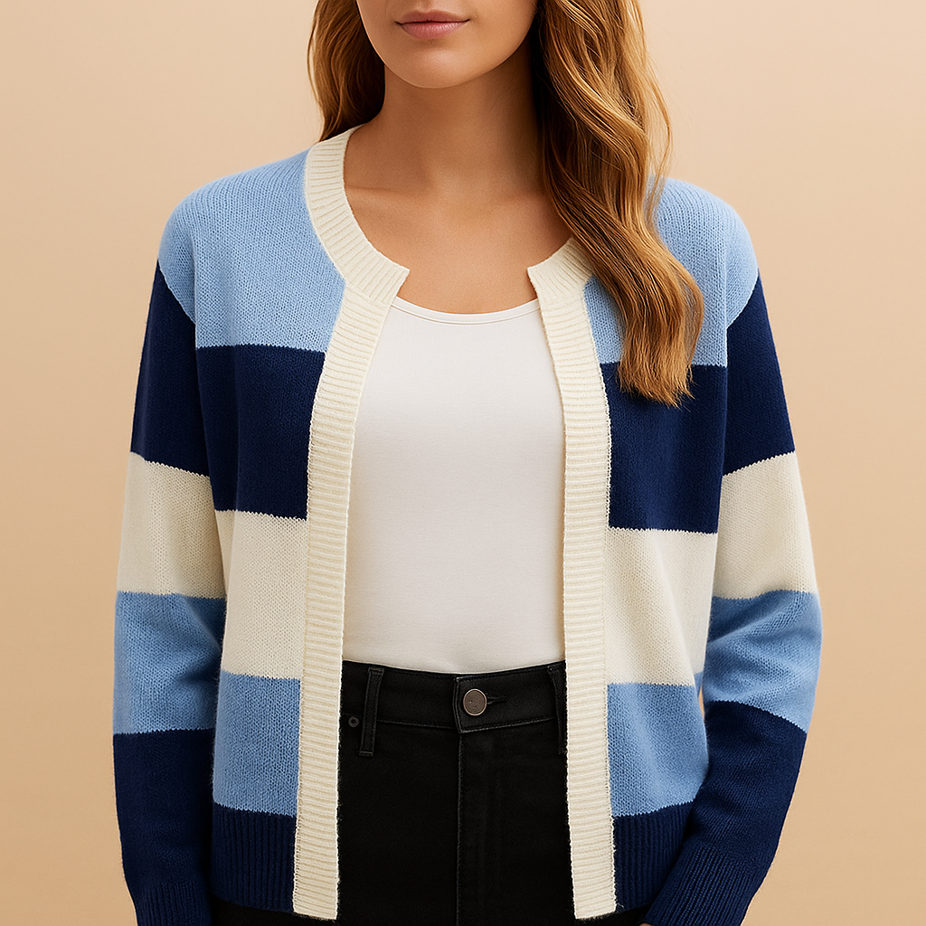 Lang open damesvest met relaxte of getailleerde pasvorm, ideaal voor werk, casual outfits of thuisgebruik.