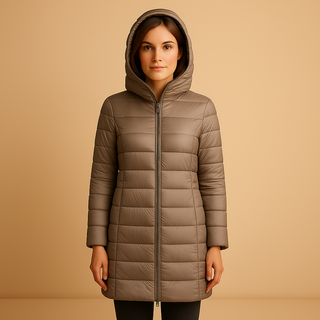 Lichtgewicht gewatteerde jas voor dames met lange mouwen en moderne snit, warm en comfortabel voor winter en tussenseizoenen.