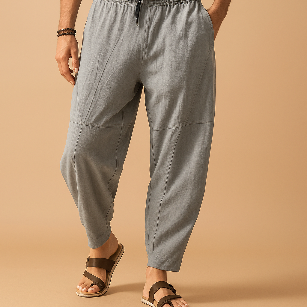 Linnen herenbroek, effen kleuren, casual yogabroek met losse pasvorm en rechte pijpen, Blauw, 4XL Linnen herenbroek, effen kleuren, casual yogabroek met losse pasvorm en rechte pijpen, Blauw, 4XL