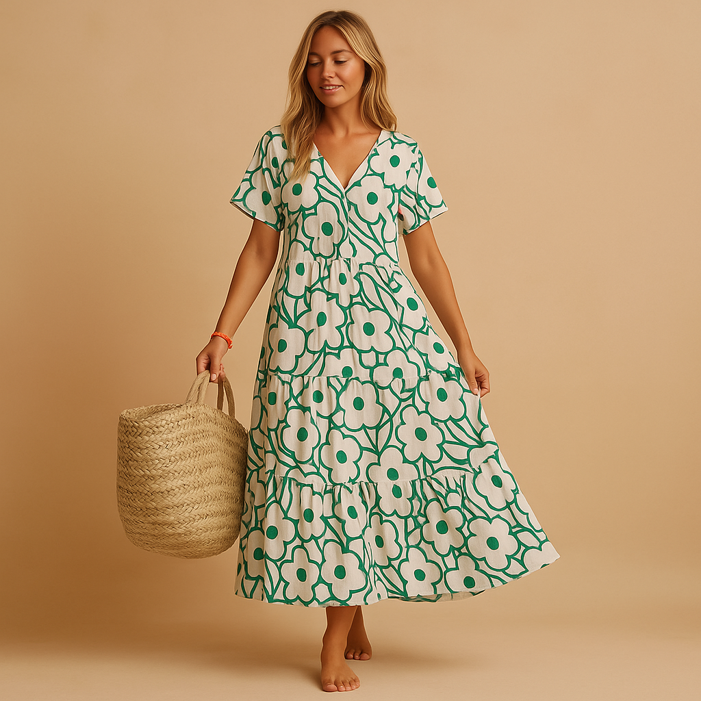 Zomerjurk met korte mouwen voor dames, luchtig en comfortabel ontwerp, ideaal voor zomerse dagen, casual uitstapjes en tuinfeestjes