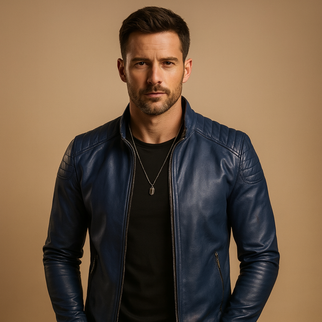 Luxe bikerjack voor heren met zacht ademend materiaal, perfect voor zowel zakelijke als casual looks.