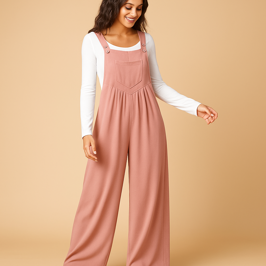 Casual dames jumpsuit zonder mouwen met gerimpeld ontwerp en zakken. Perfect voor een relaxte, jeugdige uitstraling.