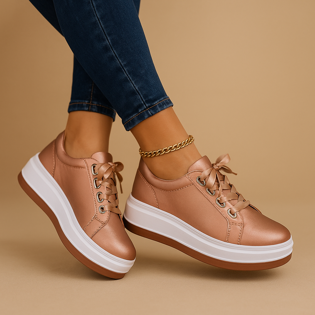 Dames retro sneakers met klassieke vorm, ronde neus en platte zool, ideaal voor casual outfits met een vintage uitstraling.
