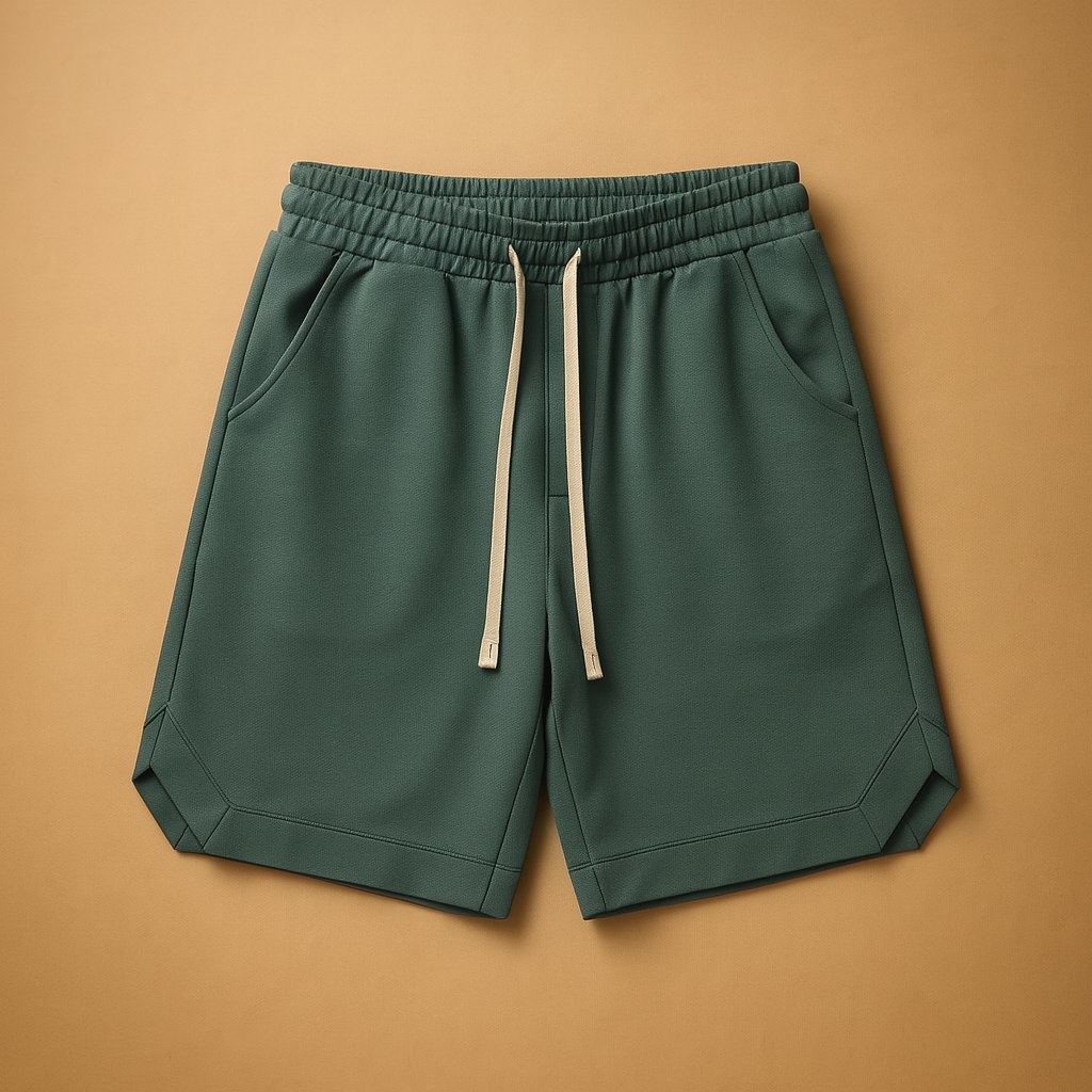 Retro sportshort voor heren met losse pasvorm en elastische tailleband, perfect voor sportieve activiteiten en ontspannen zomerdagen.
