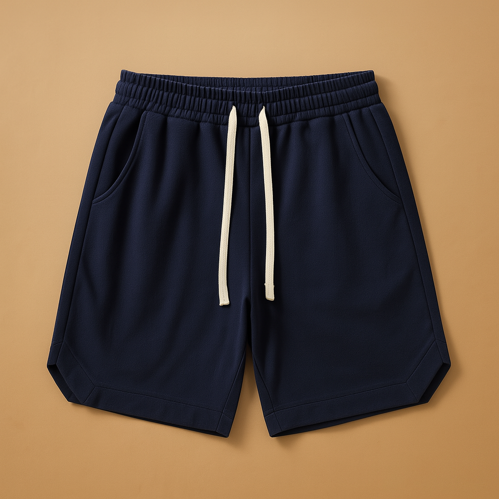 Retro sportshort voor heren met losse pasvorm en elastische tailleband, perfect voor sportieve activiteiten en ontspannen zomerdagen.