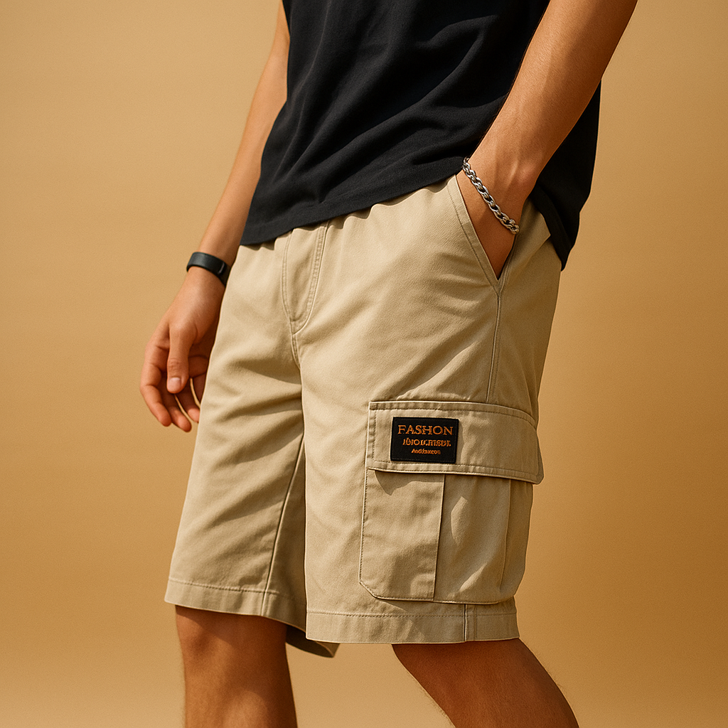 Heren cargo shorts van sneldrogend polyester met meerdere zakken in zwart, khaki en grijs – ideaal voor wandelen en outdoor gebruik.