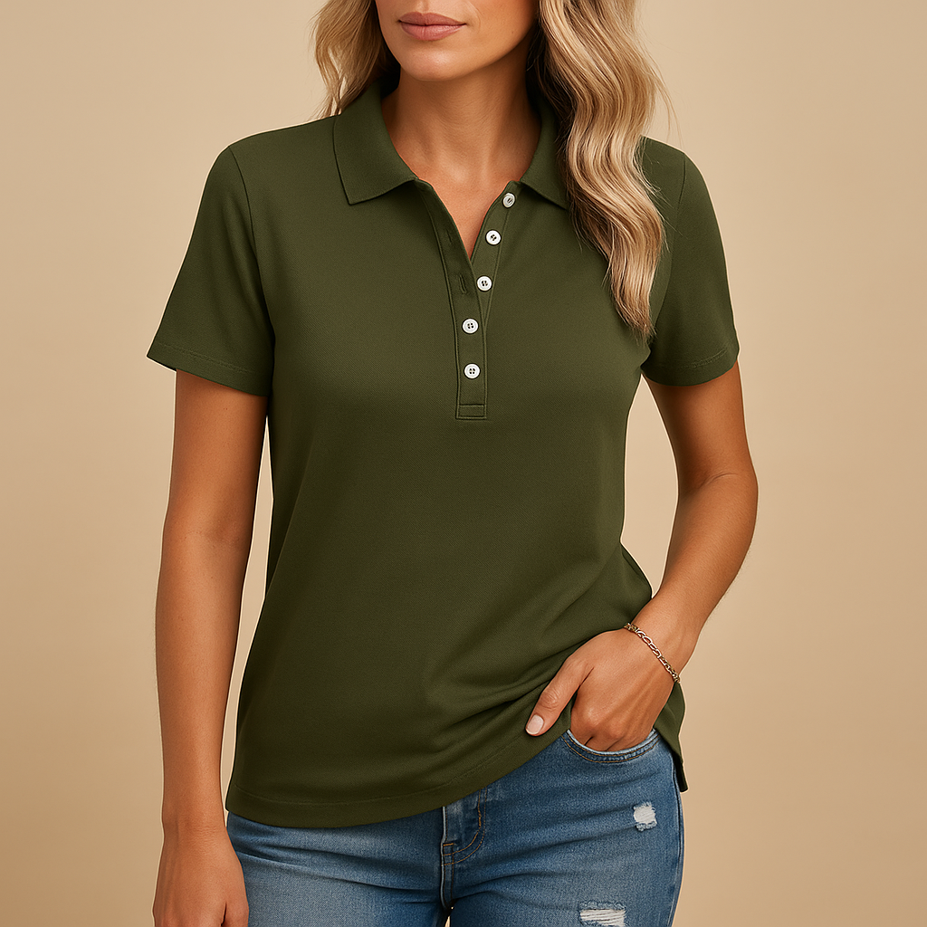 Stijlvol dames poloshirt in elegante pasvorm, perfect voor dagelijks gebruik en formele gelegenheden.