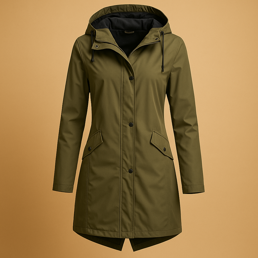 Transparante regenjas met capuchon voor dames, lichtgewicht en ademend. Beschermt tegen regen terwijl je outfit zichtbaar en stijlvol blijft.