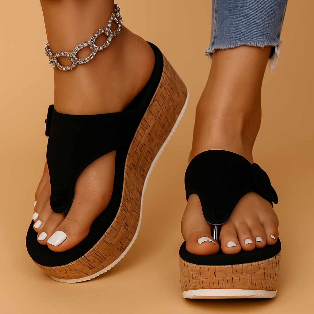 Comfort sandalen voor dames met verhoogde platformzool, antislipzool en verstelbare bandjes, ideaal bij hielpijn of voor dagelijks gebruik.