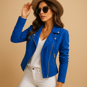 Casual blazer met ritssluiting en lange mouwen voor dames, perfect voor dagelijks gebruik in een moderne en comfortabele stijl.