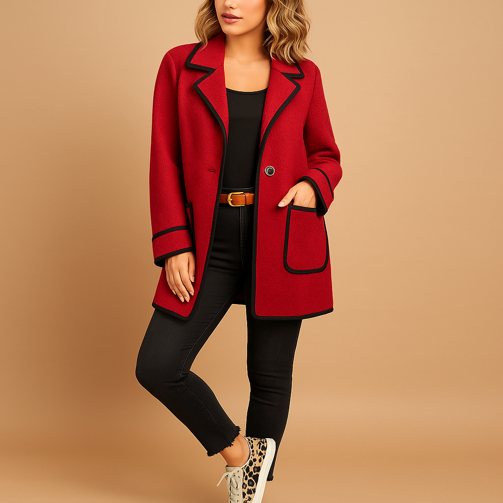 Gevoerde dames blazer met moderne pasvorm in casual stijl, perfect voor koudere dagen en veelzijdig te combineren.