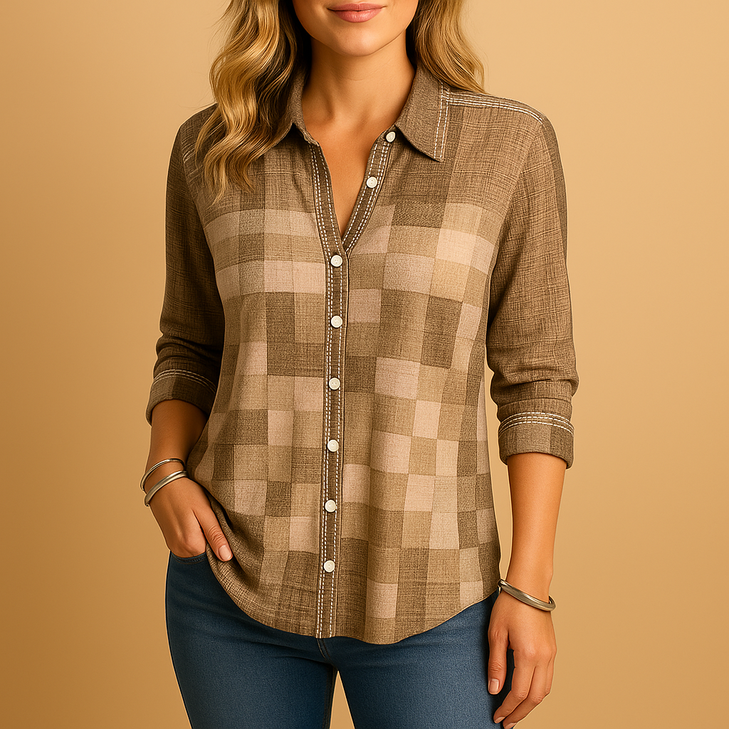 Dames blouse met klassiek ruitpatroon en ademend ontwerp, geschikt voor dagelijks gebruik en stijlvolle gelegenheden