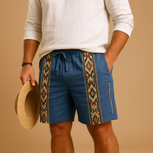 Korte broek voor heren met unieke prints en comfortabele elastische tailleband, ideaal voor zomerse dagen en vakanties.