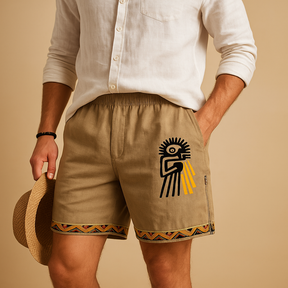 Korte broek voor heren met unieke prints en comfortabele elastische tailleband, ideaal voor zomerse dagen en vakanties.