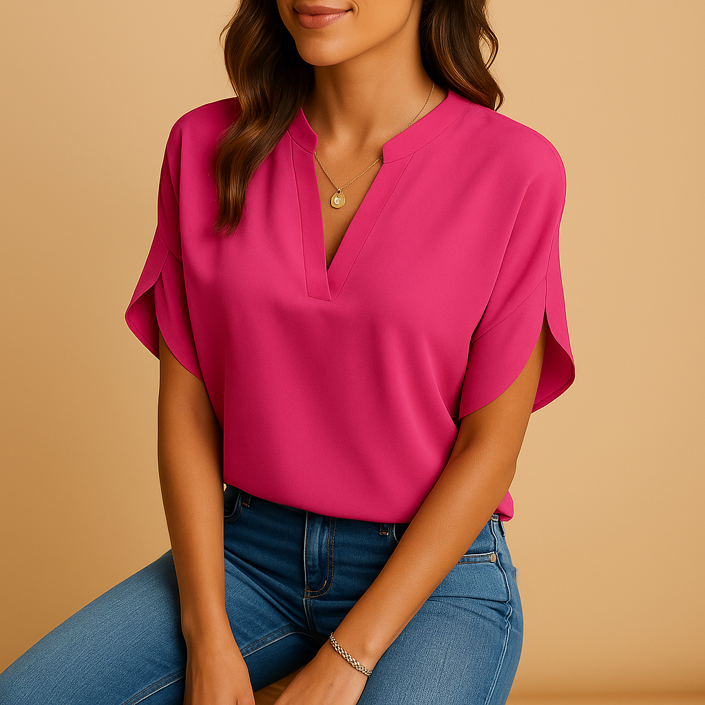 Dames blouse van katoenmix met elegante pasvorm en losse snit, perfect voor lente en zomer