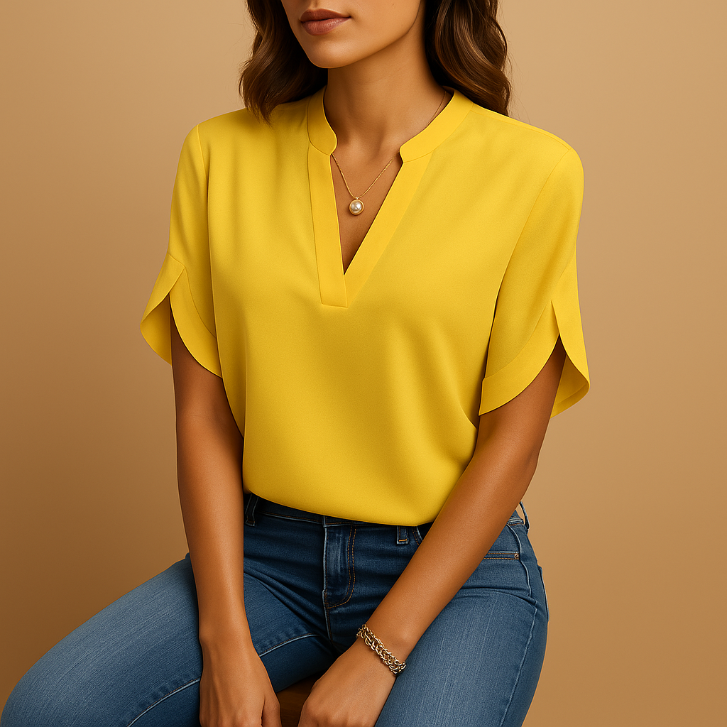 Dames blouse van katoenmix met elegante pasvorm en losse snit, perfect voor lente en zomer
