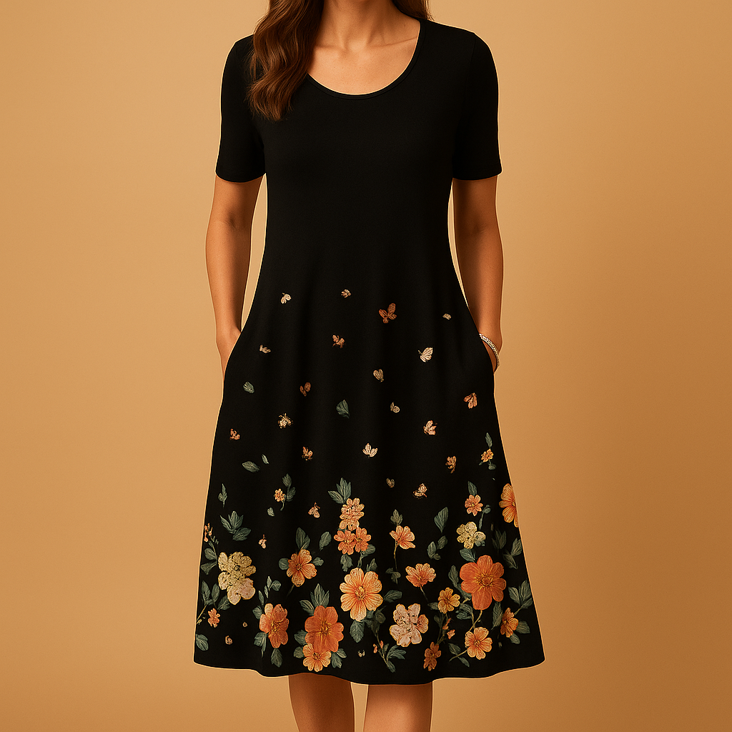 Elegante midi-jurk voor dames met flatterende pasvorm, ademend materiaal en tijdloos ontwerp voor elke gelegenheid.