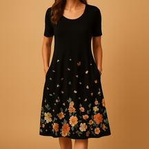 Elegante midi-jurk voor dames met flatterende pasvorm, ademend materiaal en tijdloos ontwerp voor elke gelegenheid.