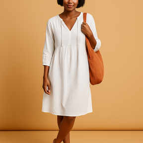 Zomerse midi-jurk voor dames met korte mouwen in wit, groen of lichtblauw, ideaal voor casual of formele gelegenheden.