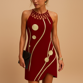 Dames A-lijn jurk met elastische taille en mouwloze pasvorm, perfect voor feestjes, bruiloften of een dagje uit