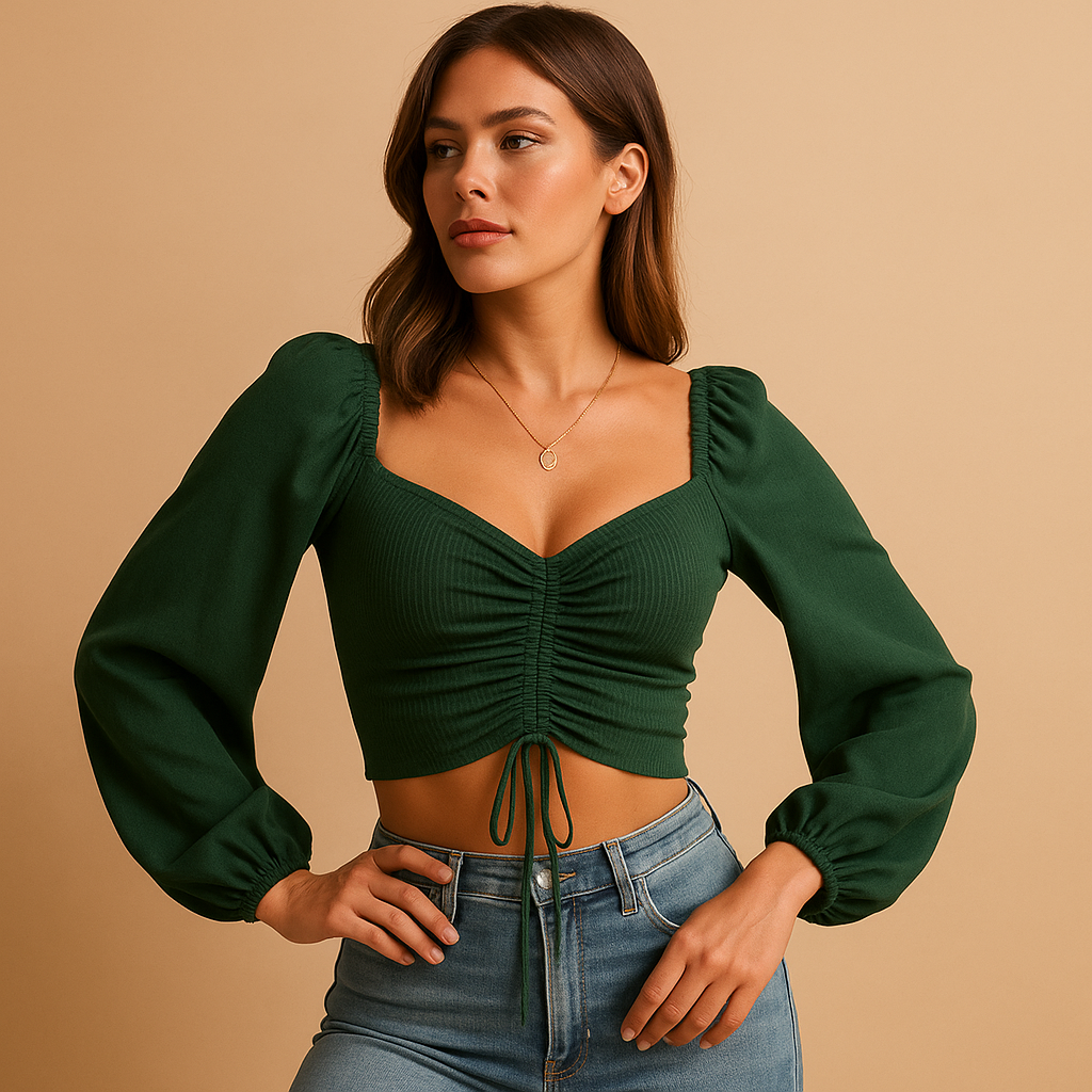 Aansluitende blouse voor dames met zoethart halslijn en koorddetail, elegant, ademend en ideaal voor casual of feestelijke gelegenheden.