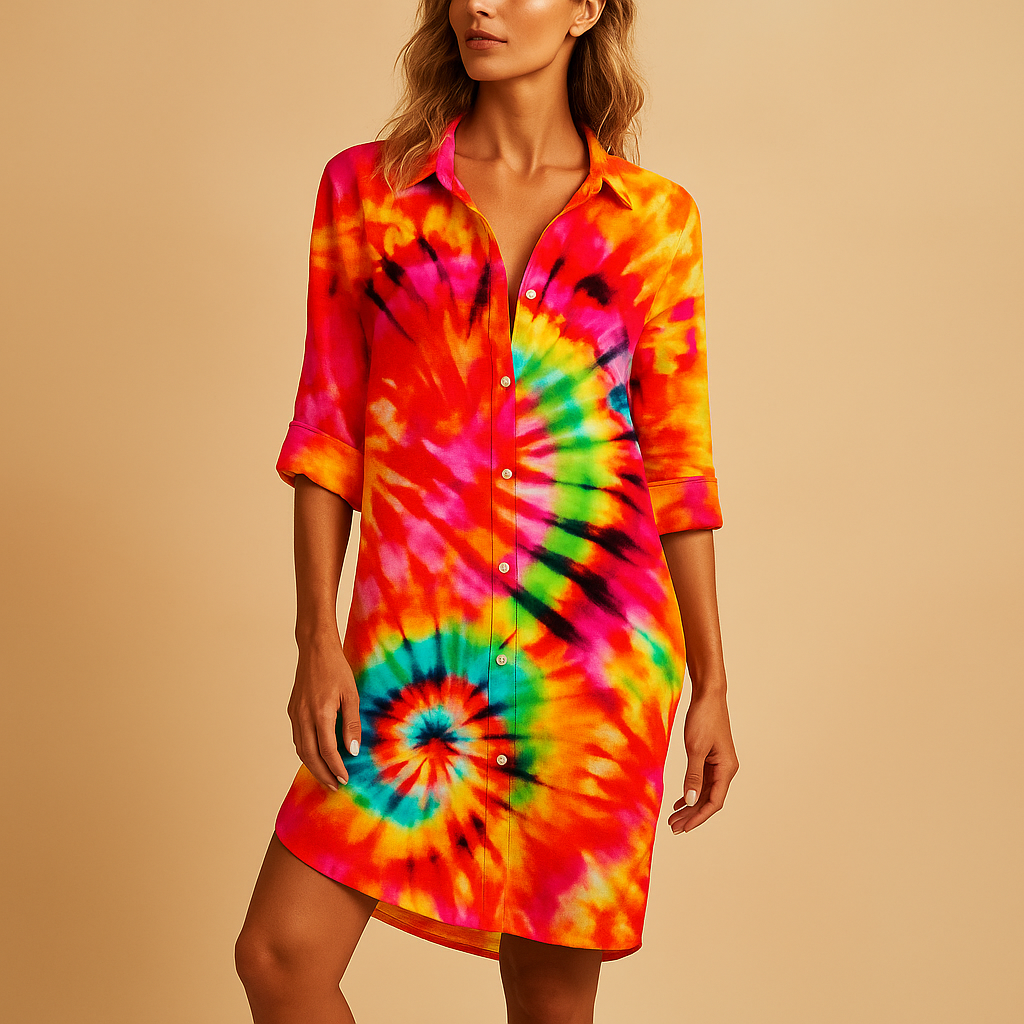 Boho zomerjurk voor dames met V-hals en lichte stof, voorzien van een bohemian print – ideaal voor warme dagen en casual uitjes.
