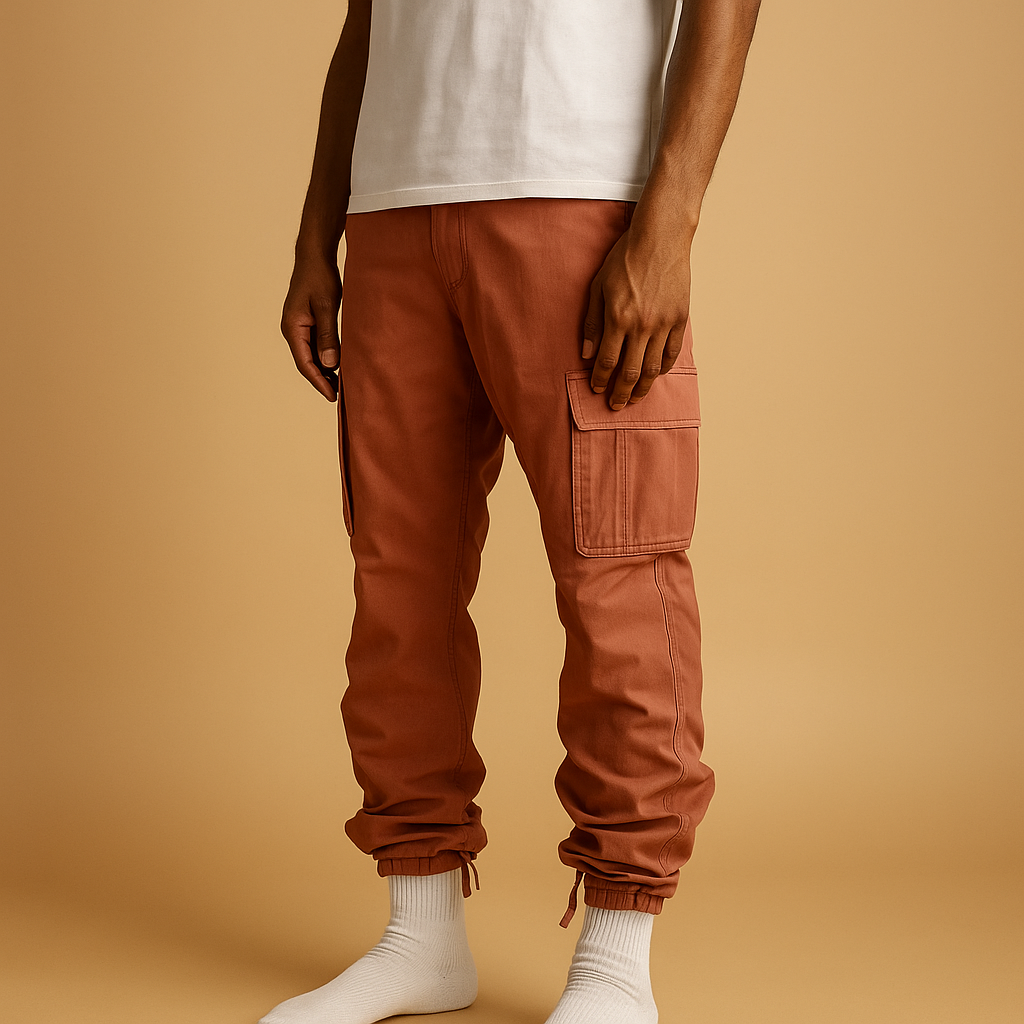 Regular fit heren cargo broek in neutrale tinten met meerdere zakken, gemaakt van comfortabele katoenmix voor dagelijks gebruik.