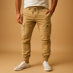 Cargo broek met meerdere zakken voor heren in groen, beige, zwart of grijs, geschikt voor avontuur en dagelijks gebruik