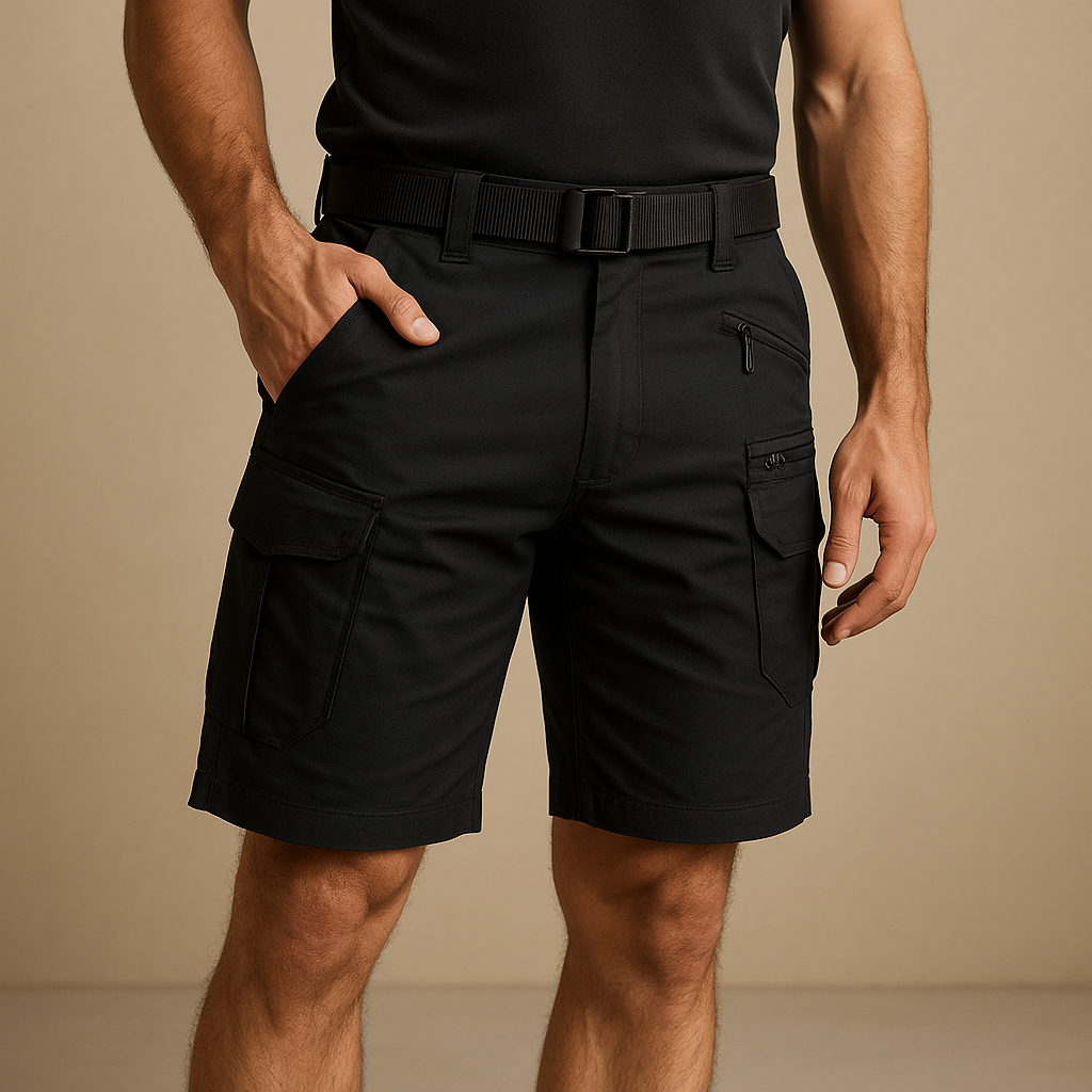 Comfortabele cargo short voor heren met meerdere zakken, gemaakt van zachte katoenmix, ideaal voor wandelen, reizen en dagelijks gebruik.