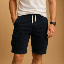 Heren cargo shorts met ademende stof, elastische taille en meerdere zakken, perfect voor zomerse casual en outdoor activiteiten.