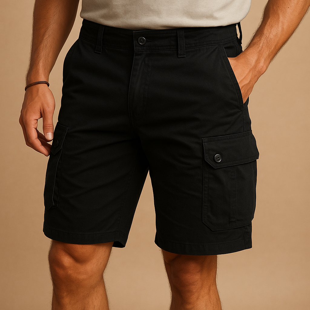 Cargoshorts voor heren van ademend katoen met rechte, losse pasvorm en meerdere zakken. Ideaal voor zomerse dagen en casual avonturen.