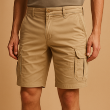 Cargoshorts voor heren van ademend katoen met rechte, losse pasvorm en meerdere zakken. Ideaal voor zomerse dagen en casual avonturen.