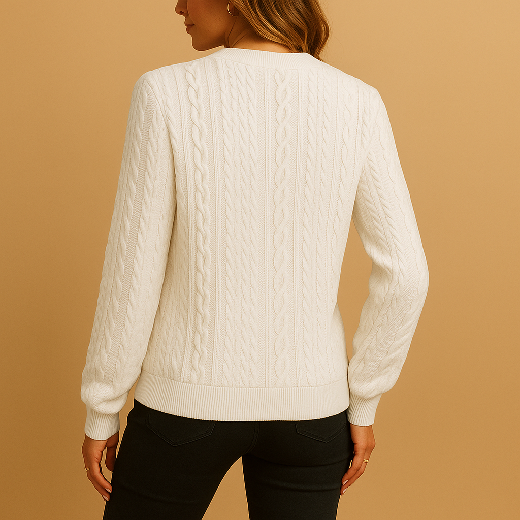 Gebreide damestrui met ronde hals en ontspannen pasvorm, perfect voor lente, herfst en winter in casual stijl