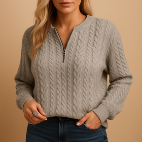 Gebreide damestrui met ronde hals en ontspannen pasvorm, perfect voor lente, herfst en winter in casual stijl