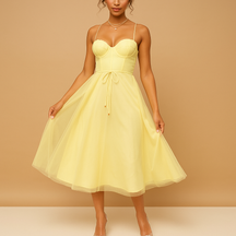 Chiffon maxi-jurk voor dames met tule-overlay, ronde hals en elegante uitstraling, perfect voor bruiloften en formele gelegenheden.