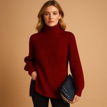Elegante dames coltrui met warme col en zachte stof, ideaal voor herfst, winter en stijlvolle lagen