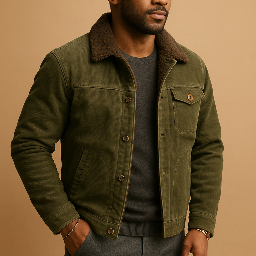 EKLENTSON Mannen Corduroy Jassen Katoen Sherpa Fleece Voering Trucker Jas Winter Thermische Revers Kraag Jas Met 5 Zakken, Groen, M EKLENTSON Mannen Corduroy Jassen Katoen Sherpa Fleece Voering Trucker Jas Winter Thermische Revers Kraag Jas Met 5 Zakken, Groen, M
