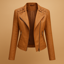 Stijlvol damesjack met opstaande kraag en zilverkleurige ritsdetails, ideaal voor casual en elegante voorjaars- en herfstlooks.