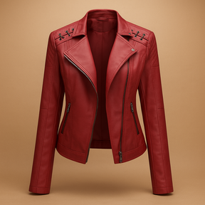 Stijlvol damesjack met opstaande kraag en zilverkleurige ritsdetails, ideaal voor casual en elegante voorjaars- en herfstlooks.