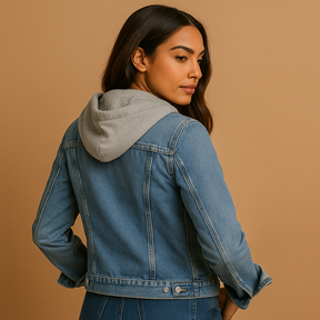 Denim jas met capuchon voor dames, lichtgewicht en ademend, ideaal voor zomeravonden en casual outfits in lichtblauw of donkerblauw.